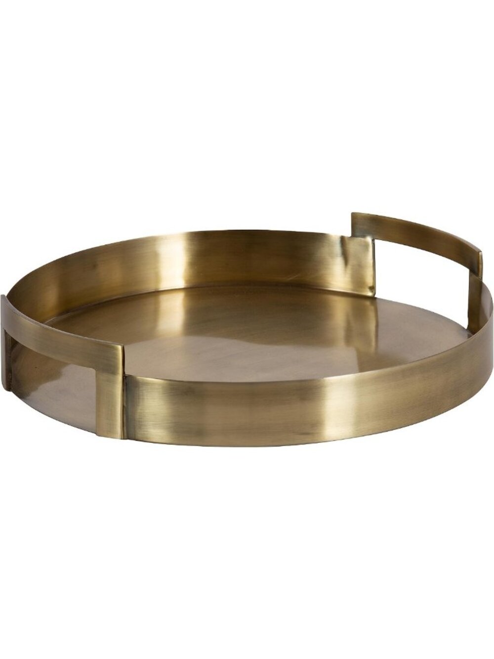 Transitional Metal Round Tray - 15" Brass Modern Glam Decorative Serving Tray